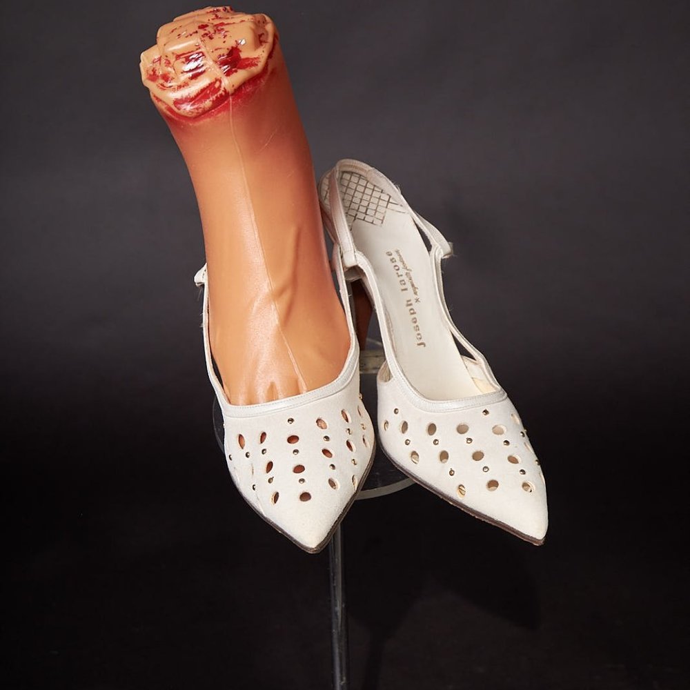 Vintage 1970s Pointed Studded Slingbacks Heels Shoes